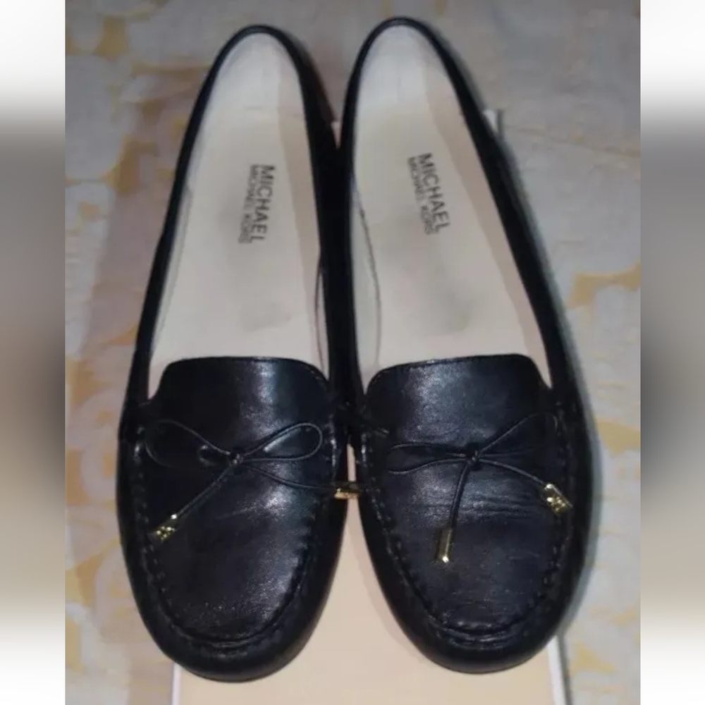 Michael Kors Womens Daisy Moc Leather Round Toe Loafers Black 9.5M